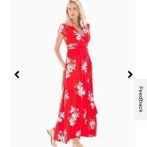 NWOT Soma Soft Jersey Sleeveless Maxi Dress - Lush Tropic Poppy Red
